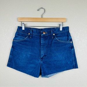 Wrangler High Waisted Cut-Off Denim Jean Shorts For Women With a Worn Look